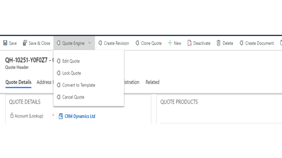 screenshot of Quote Manager CPQ